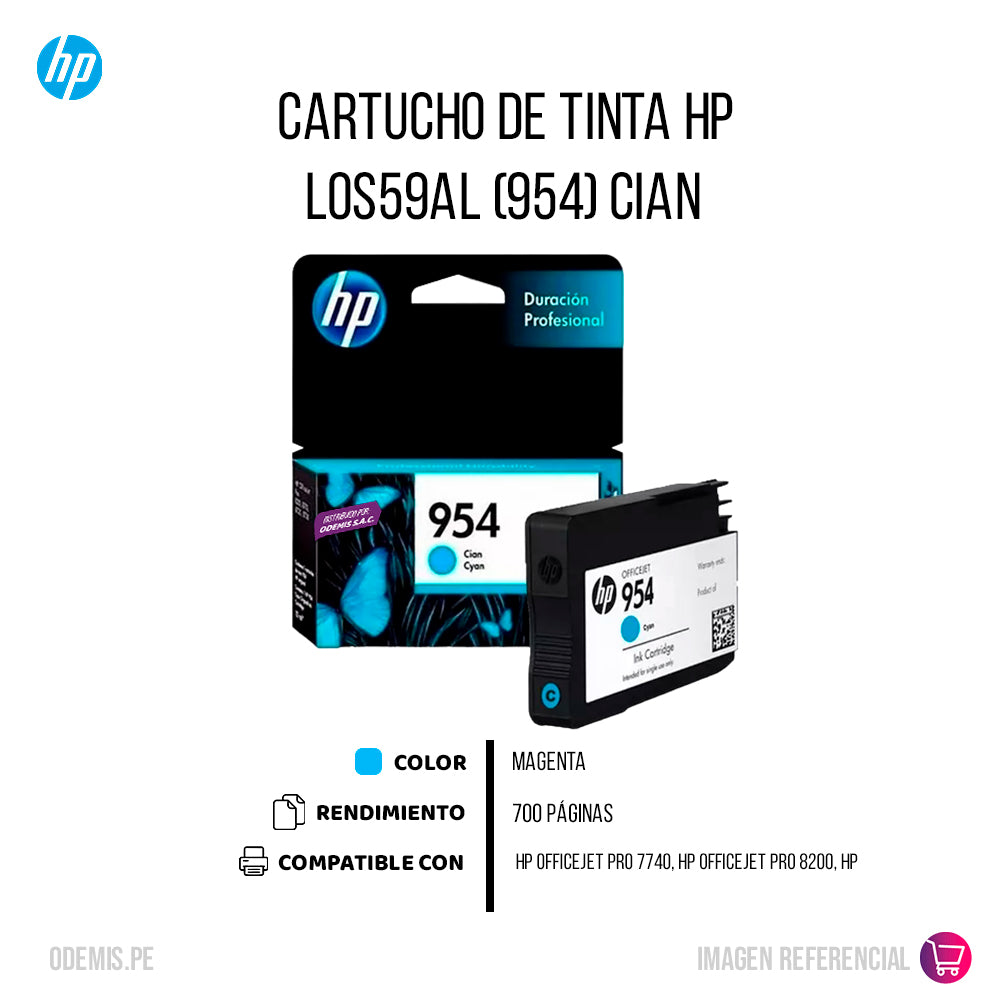 Tinta Hp 954 Cyan L0S50Al 700 Pág. 7740 Original