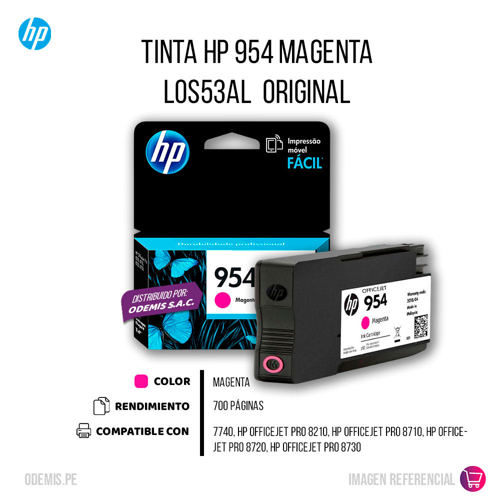 Tinta Hp 954 Magenta L0S53Al 700 Pág. 7740 Original