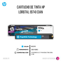 Tinta Hp 974 Cyan L0R87Al 3K Pág. 352, 377 Original