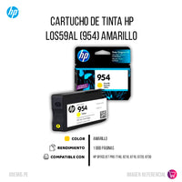 Tinta Hp 954 Yellow L0S56Al 700 Pág. 7740 Original