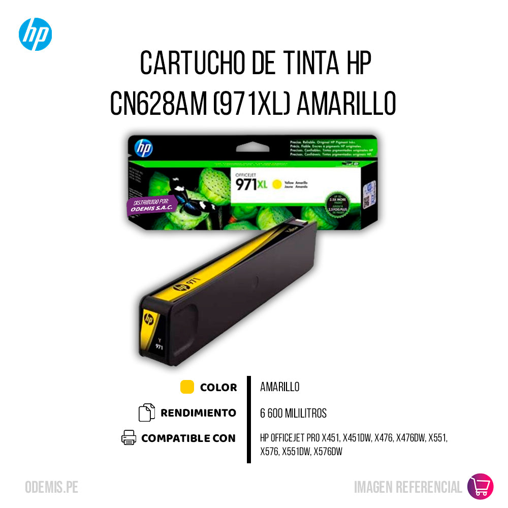 Tinta Hp 971Xl Yellow Cn628Am 6600 Pág. X451 Original