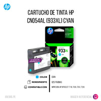 Tinta Hp 933Xl Cyan Cn054Al 825 Pág. 6100 Original