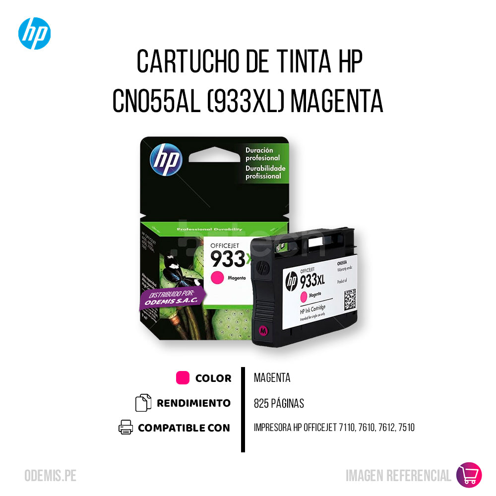 Tinta Hp 933Xl Magenta Cn055Al 825 Pág. 6100 Original