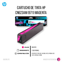 Tinta Hp 971 Magenta Cn623Am 25K Pág. X451 Original