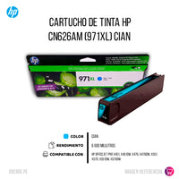 Tinta Hp 971Xl Cyan Cn626Am 6600 Pág. X451 Original