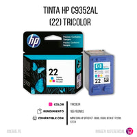 Tinta Hp 22 Color C9352Al 165 Pág. 3910 Original