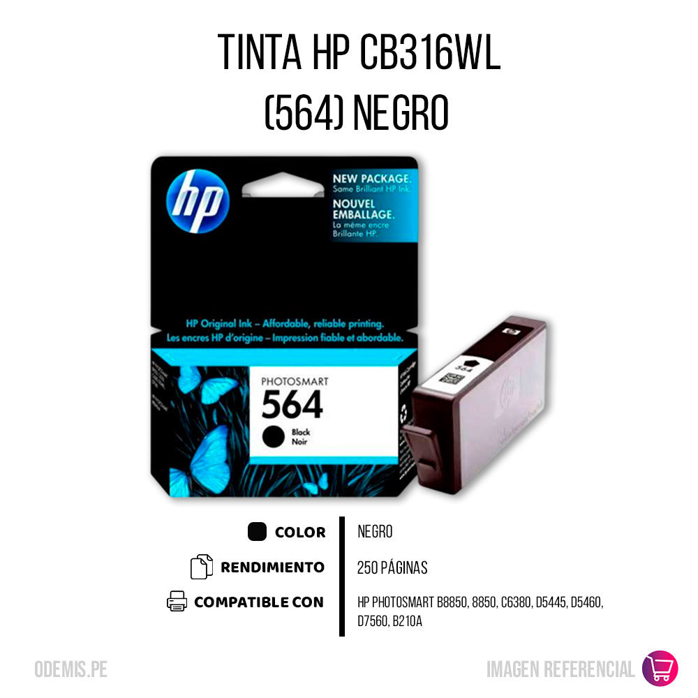 Tinta Hp 564 Negro Cb316Wl 250 Pág. B8850 Original