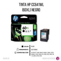 Tinta Hp 60Xl Negro Cc641Wl 6K Pág. J4580 Original