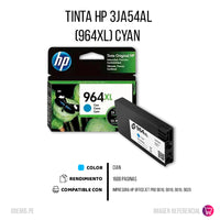 Tinta Hp 3Ja54Al (964Xl) Cyan (Ojp 9010) 1,600 Pgs