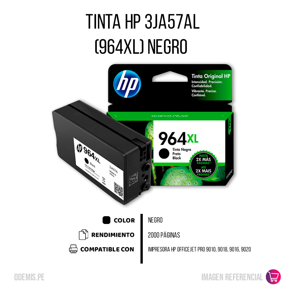 Tinta Hp 964Xl Black 3Ja57Al 1,600 Pág. 9010 Original