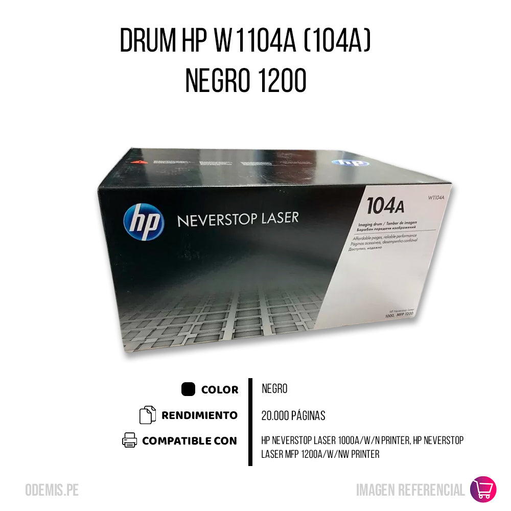 Drum Hp 104A Negro W1104A 20000 Pág. 1,000 Original