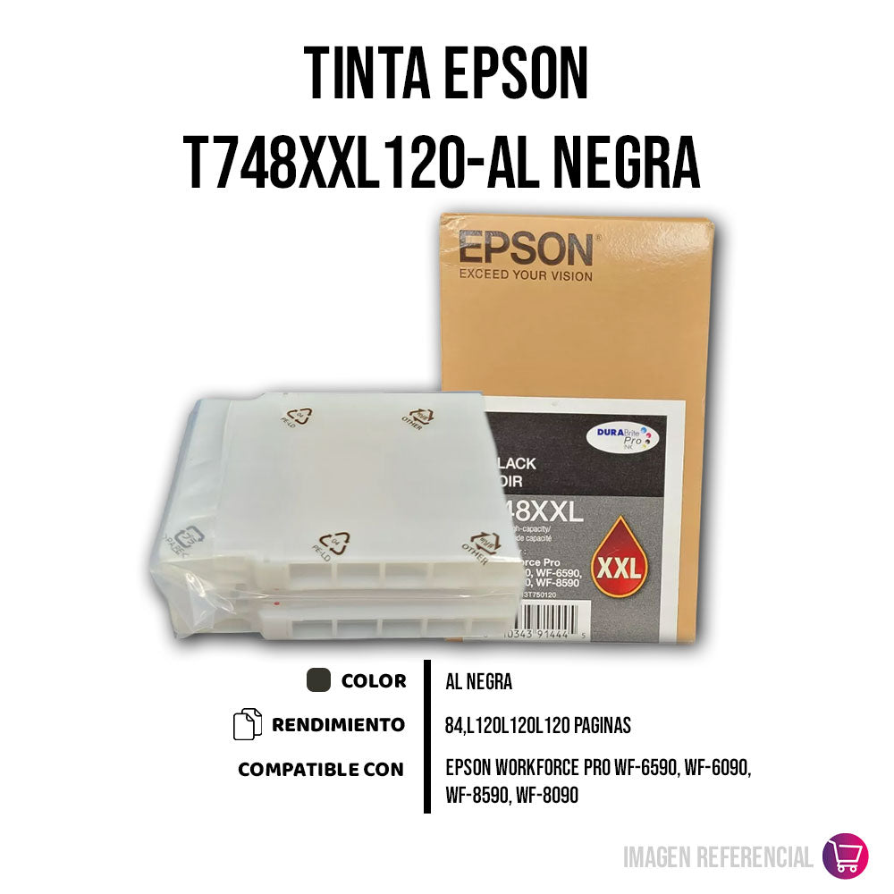 Tinta Epson T748Xxl120 Negra 10K Pág. WF-6590 Original