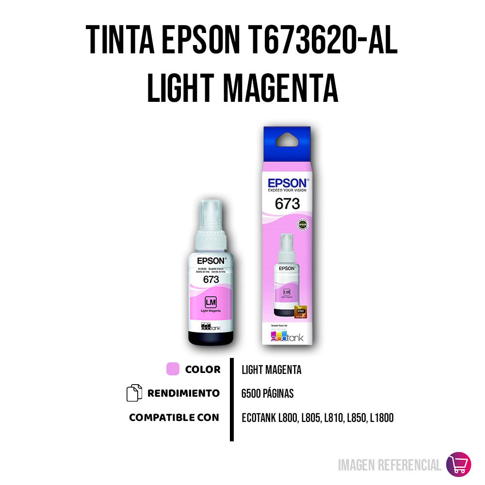 Tinta Epson T673620-Al Light Magenta 70ML L800 Original