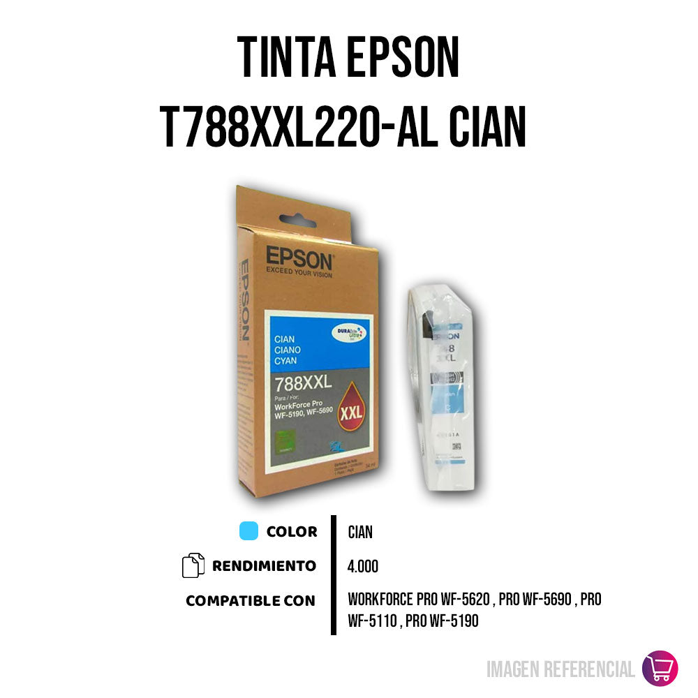 Tinta Epson T788Xxl220-Al Cian 4K Pág. WF-5620 Original