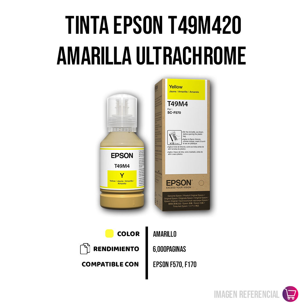 Tinta Epson T49M420 Yellow 140ml F570 Original