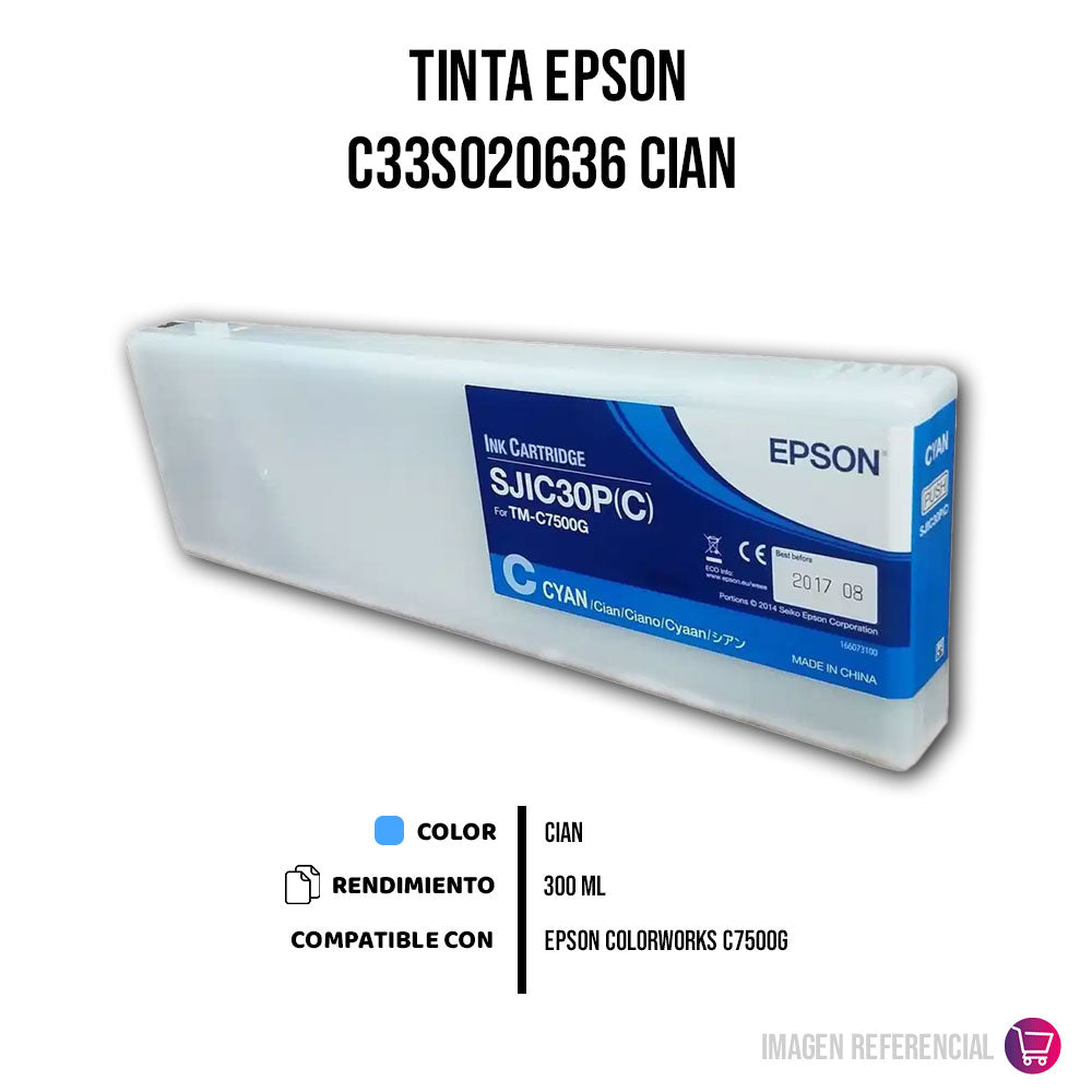 Tinta Epson C33S020636 Cian 300ML C7500G Original