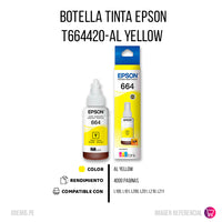 Tinta Epson T664420-Al Yellow 70ml L200, L210 Original