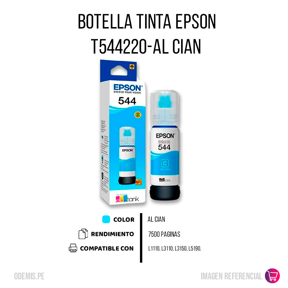 Tinta Epson T544220-Al Cian 65ML L1110 Original