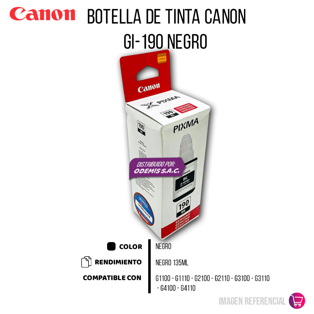 Tinta Canon Gi-190Bk Black 135ML G1100 Original