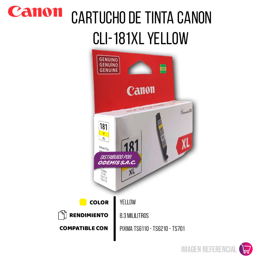 Tinta Canon Cli-181Xl Yellow 8.3ML TS6110 Original