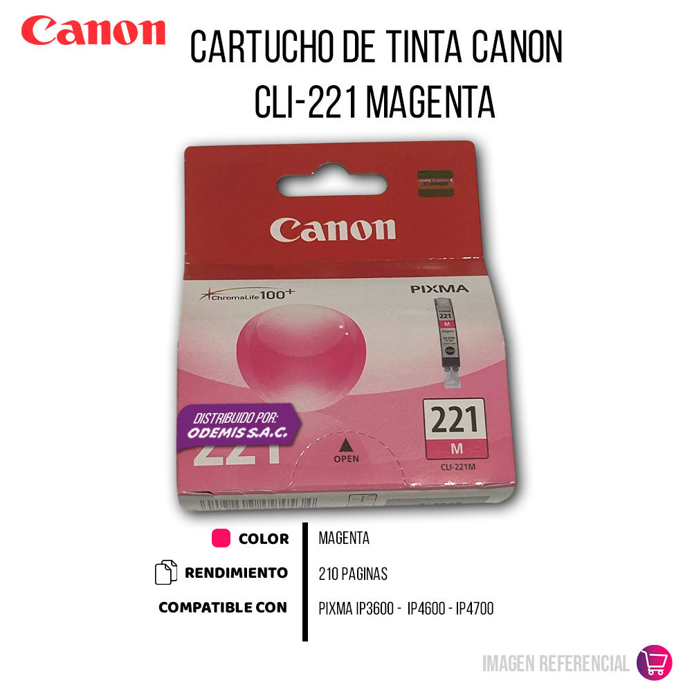 Tinta Canon Cli-221 Magenta 9ML iP3600 Original