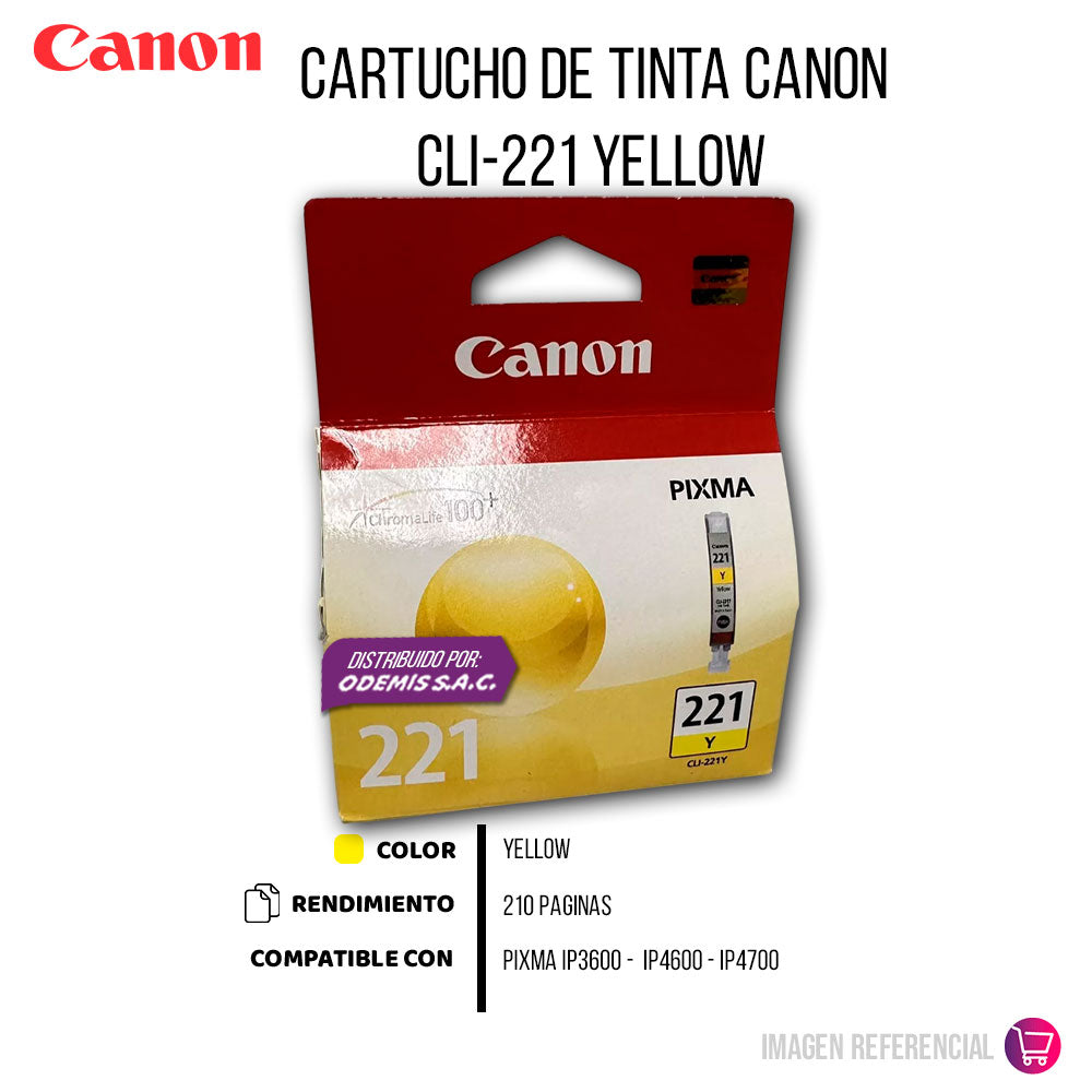 Tinta Canon Cli-221 Yellow 9ML iP3600 Original