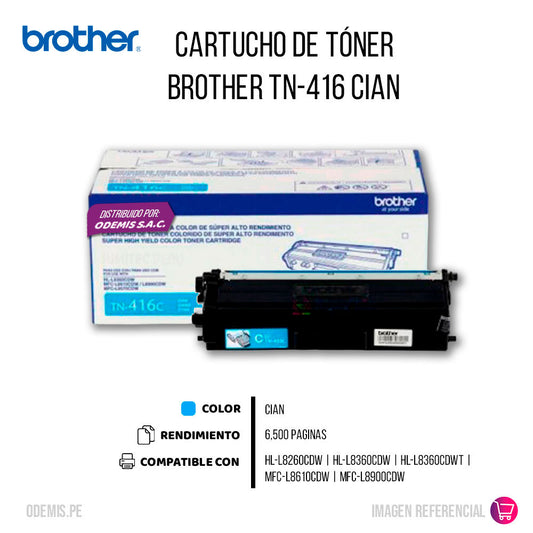 Toner Brother Tn416C Cyan 6500 Pág. HL-L8260CDW Original