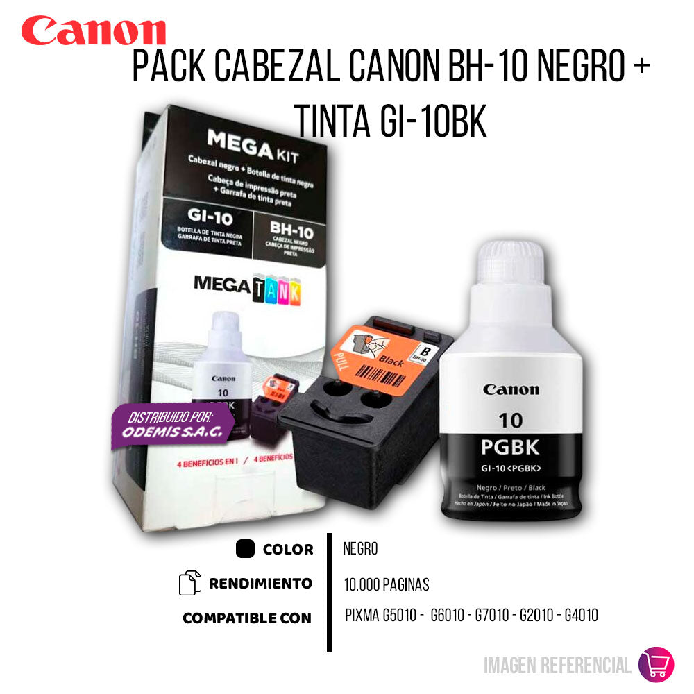 Pack Cabezal Canon Bh-10 + Tinta Gi-10Bk G5010 Original