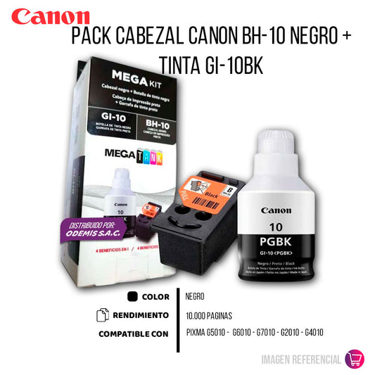 Pack Cabezal Canon Bh-10 + Tinta Gi-10Bk G5010 Original