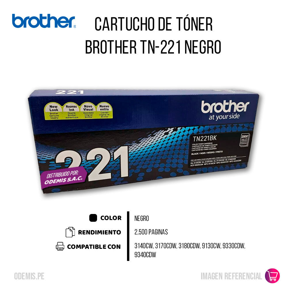 Toner Brother Tn221Bk Black 2.500 Pág. l3270cdw Original