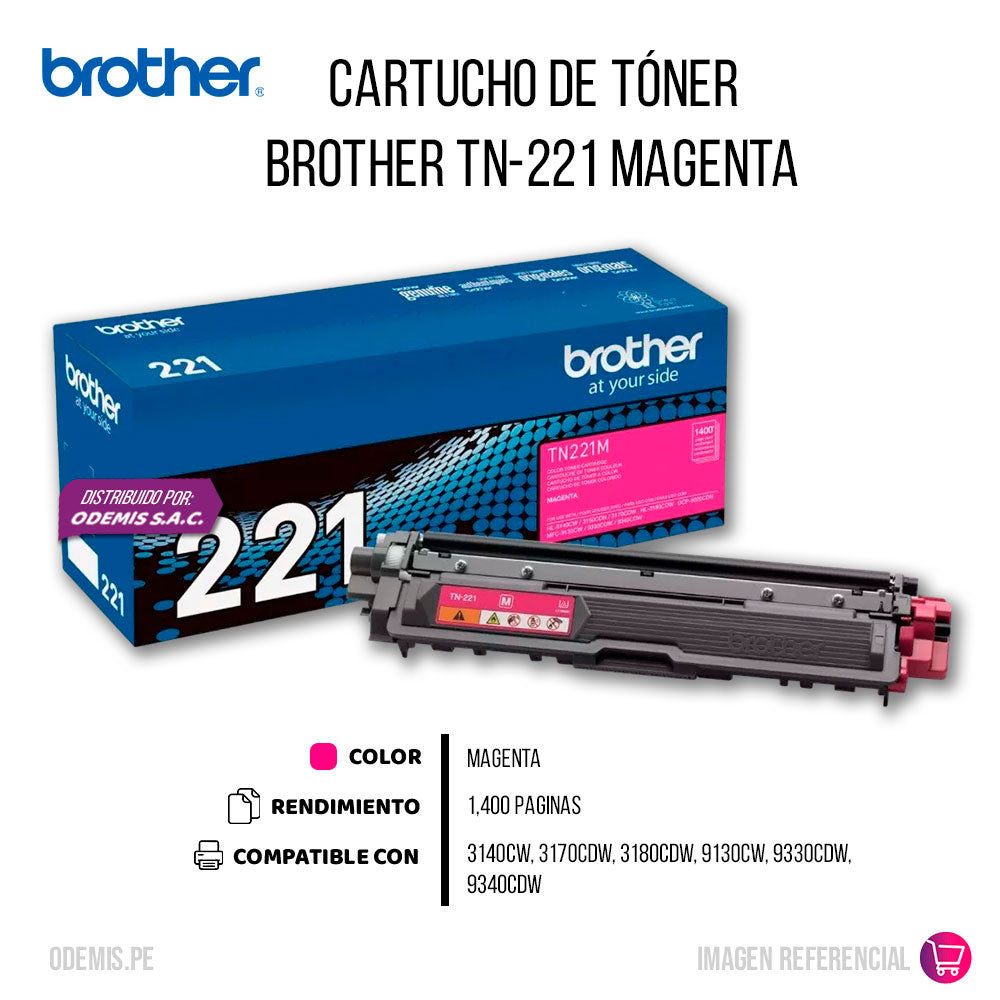 Toner Brother Tn221M Magenta 1,400 Pág. l3270cdw Original