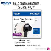 Rollo Cont. Brother Dk-2205 62 mm x 30.48 M QL-800 Original