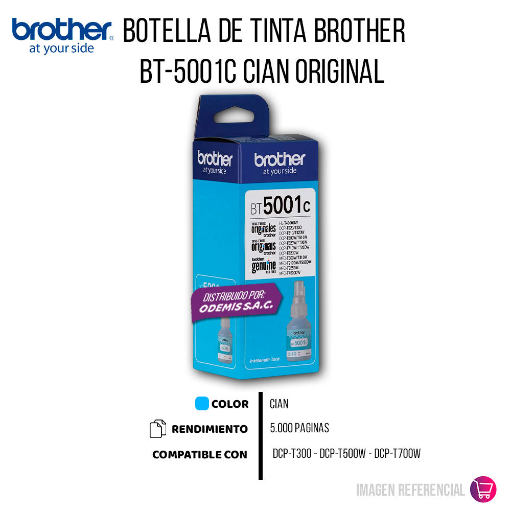 Tinta Brother Bt-5001C Cian 5K Pág. DCP T300 Original