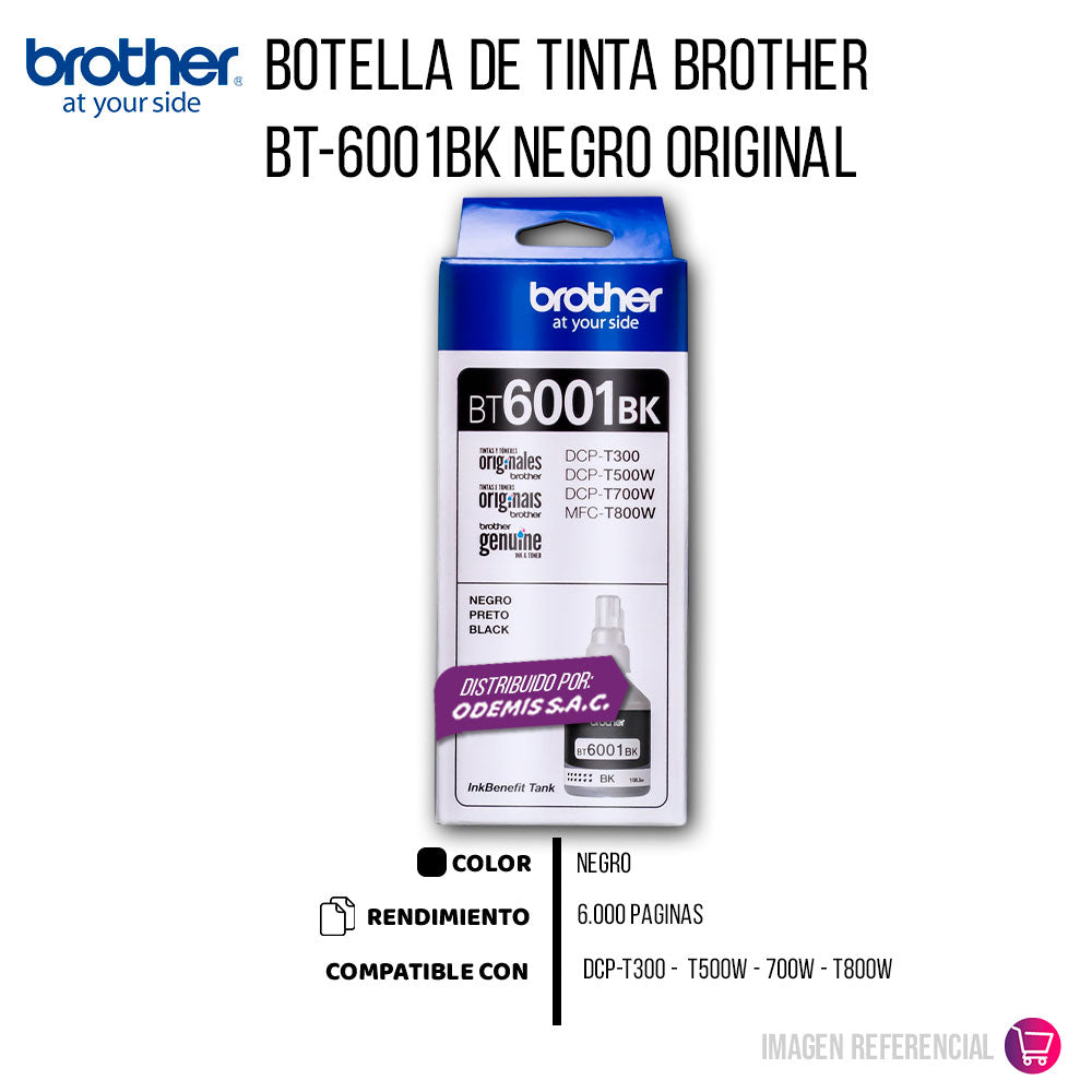Tinta Brother Bt-6001Bk Black 6K Pág. DCP T300 Original