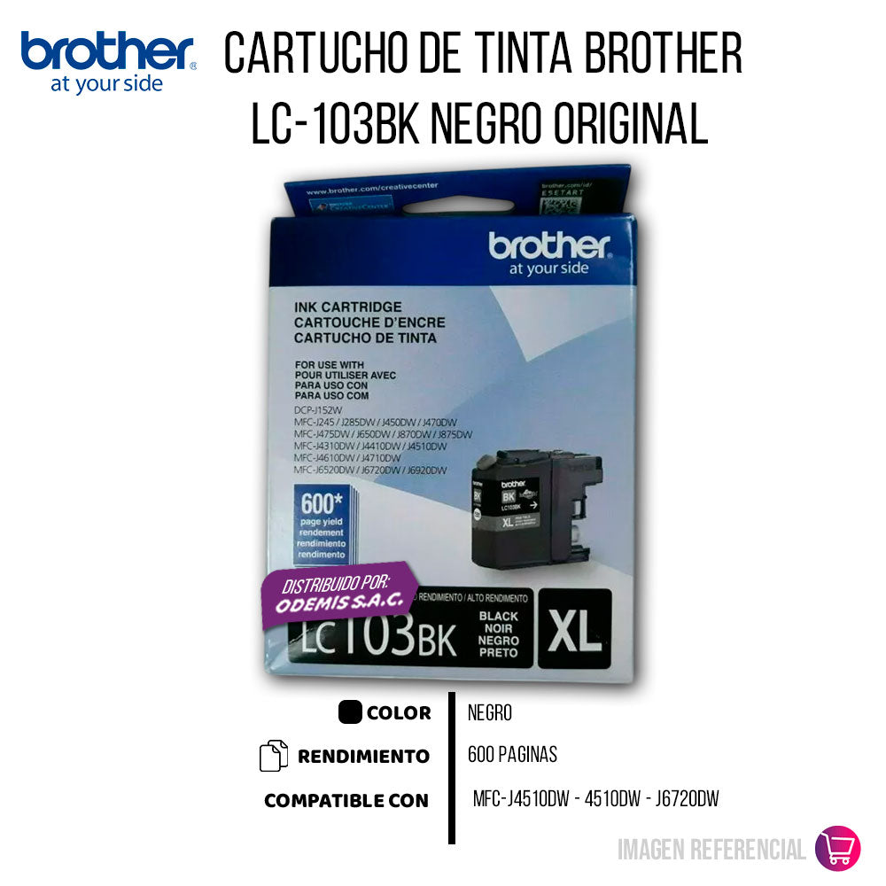 Tinta Brother Lc-103Bk Black 600 Pág. MFC-J4510DW Original