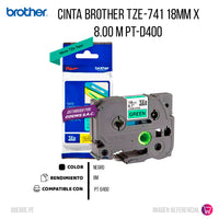 Cinta Brother Tze-741 18mm x 8.00 M PT-D400 Original