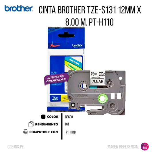 Cinta Brother Tze-S131 12mm x 8,00 M. PT-H110 Original
