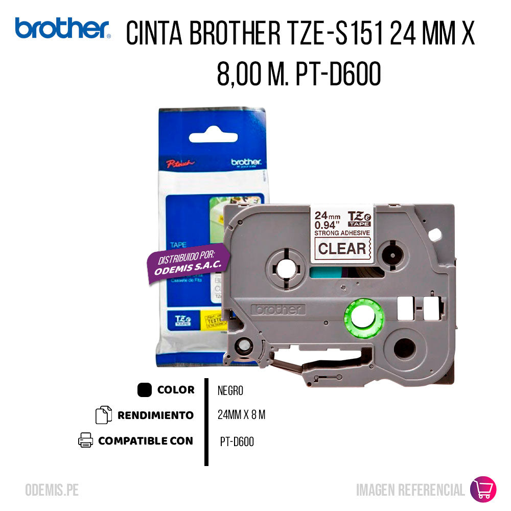 Cinta Brother Tze-S151 24 mm x 8,00 M. PT-D600 Original