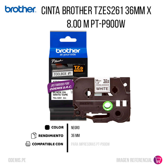 Cinta Brother Tzes261 36mm x 8.00 M PT-P900W Original