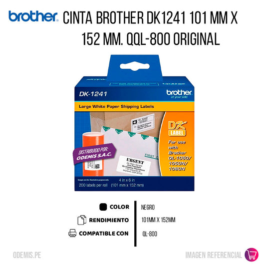 Cinta Brother Dk1241 101 mm x 152 mm. QQL-800 Original