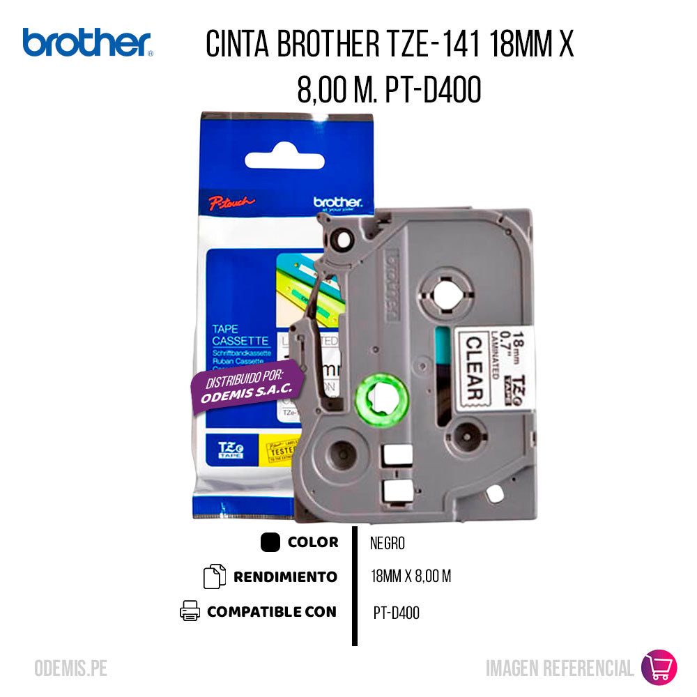 Cinta Brother Tze-141 18mm x 8,00 M. PT-D400 Original