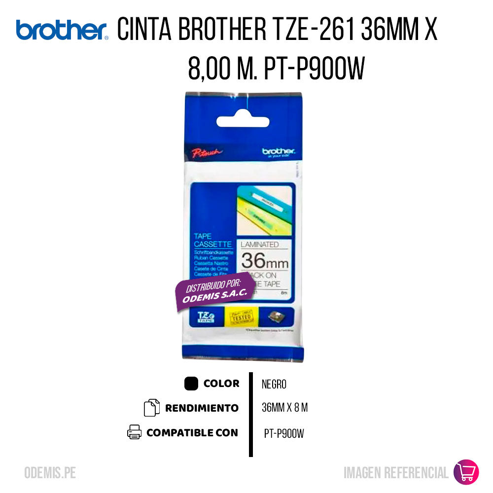 Cinta Brother Tze-261 36mm x 8,00 M. PT-P900W Original