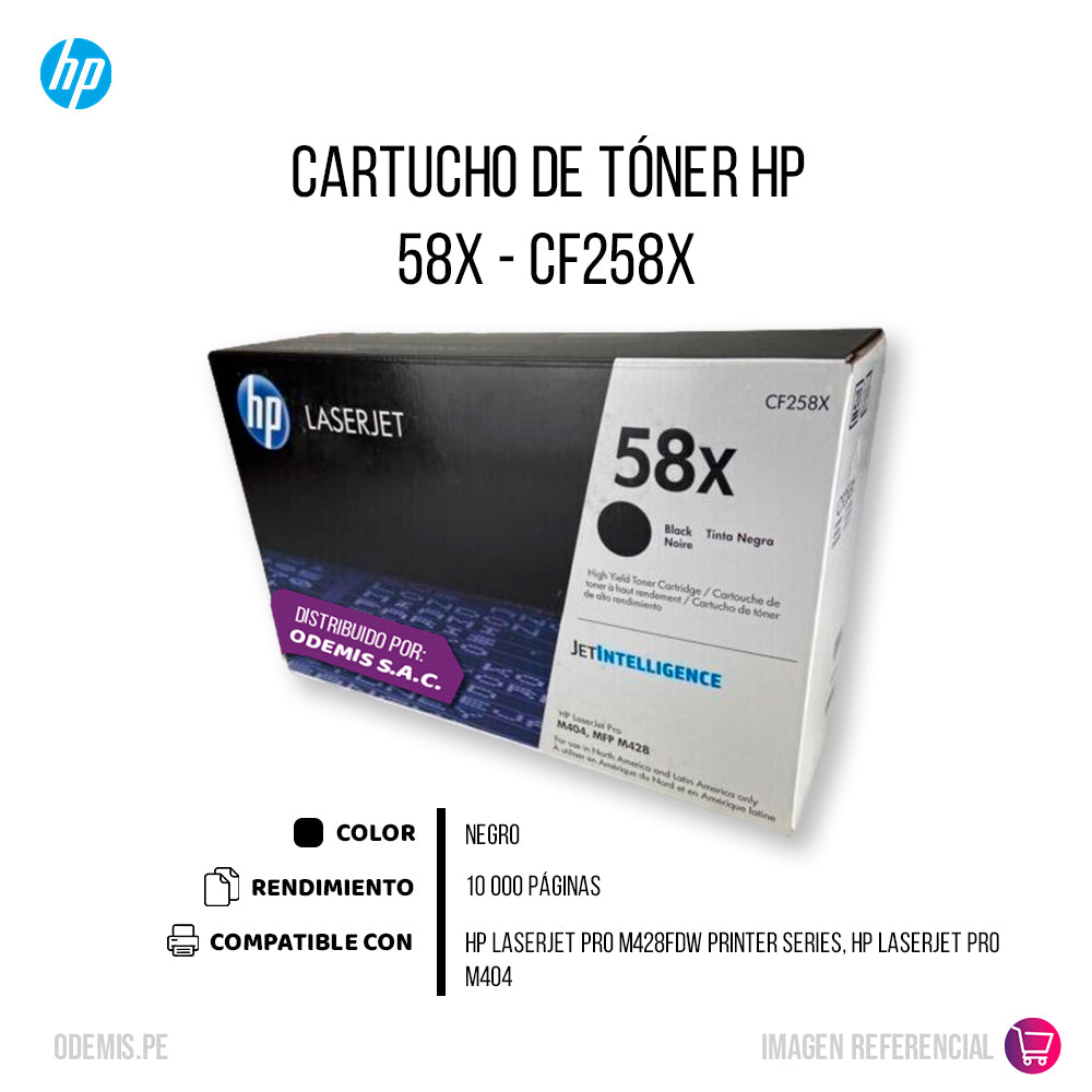 Toner HP 58X Negro CF258X 10K Pág. m428fdw Original