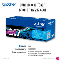 Toner Brother TN217C Cian 2300 Pág. HL-L3210CW Original