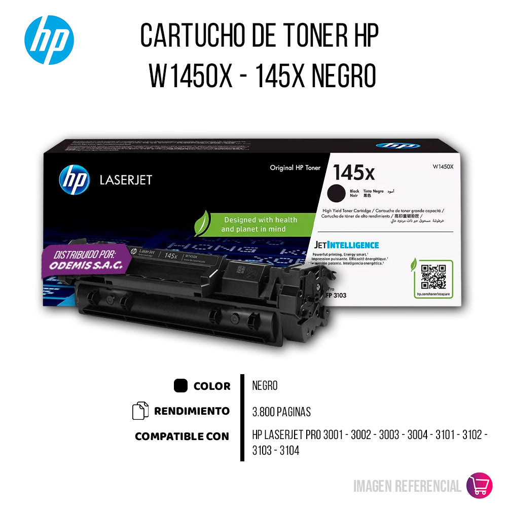 Toner Hp 145X Negro W1450X 3800 Pág. 3001Dw Original