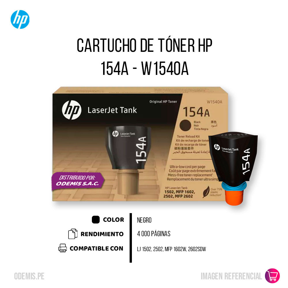 Toner HP 154A Negro W1540A 2,500 Pág. 1502 Original