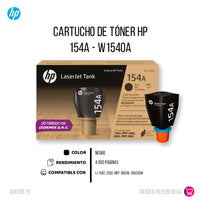 Toner HP 154A Negro W1540A 2,500 Pág. 1502 Original