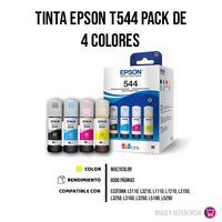 Kit Tintas Epson T544 Negro y colores 65ml L3210 Original