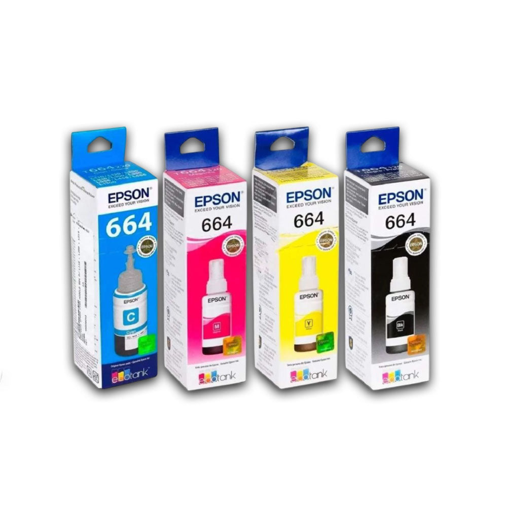 Kit Tintas Epson T664 Negro y colores 70ml L455 Original