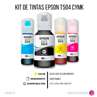 Kit Tintas Epson T504 Negro 127ml y colores 75ml L6171 Original